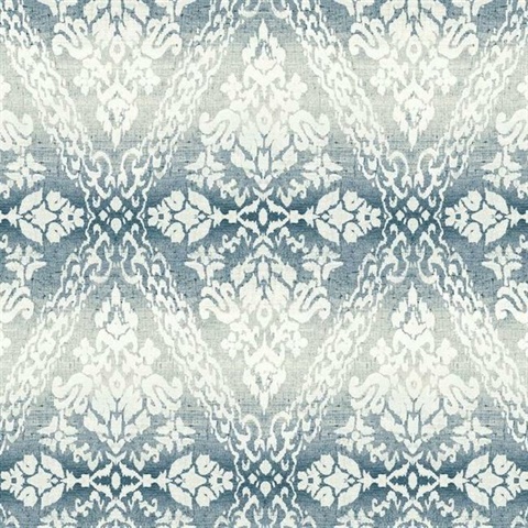 Tudor Diamond Navy Blue Damask Wallpaper