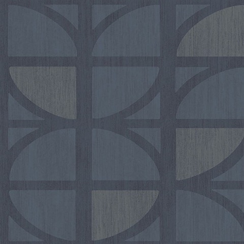Tulip Dark Blue Geometric Trellis Wallpaper