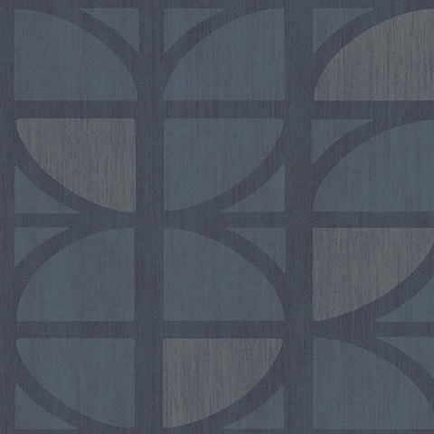 Tulip Dark Blue Geometric Trellis Wallpaper