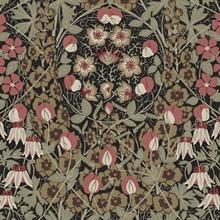 Tulip Garden Floral Ebony & Red Clay Peel and Stick Wallpaper