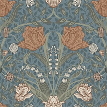 Tulipa Blue Floral Wallpaper