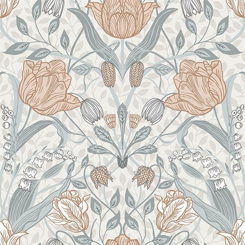 Tulipa Off-White Floral Wallpaper
