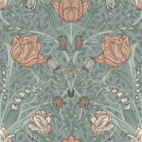 Tulipa Sage Floral Wallpaper
