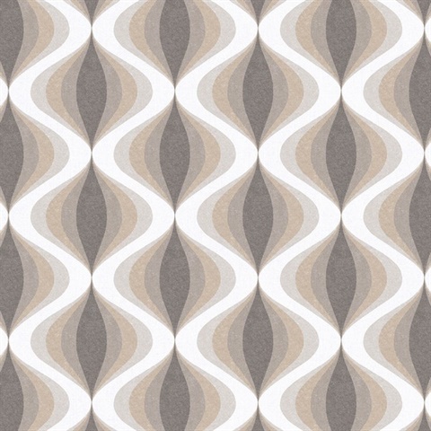 Turbine Twist Beige Retro Wallpaper