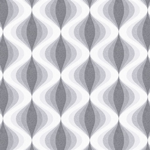 Turbine Twist Grey Retro Wallpaper