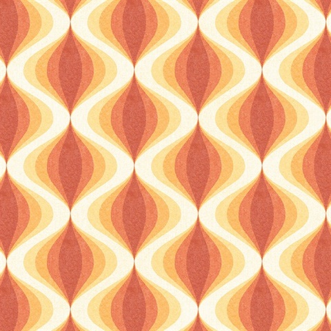 Turbine Twist Orange Retro Wallpaper