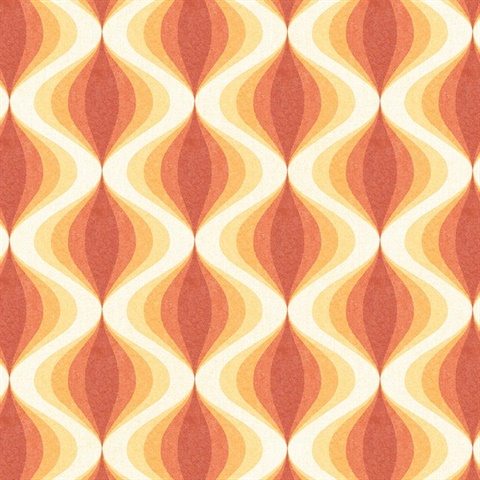 Turbine Twist Orange Retro Wallpaper