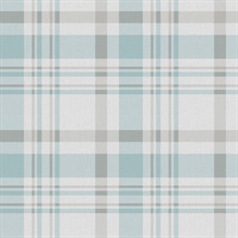 Turqouise & Grey Country Plaid Wallpaper