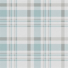 Turqouise & Grey Country Plaid Wallpaper