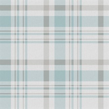 Turqouise &amp; Grey Country Plaid Wallpaper