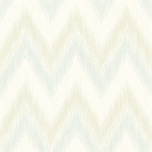 Turquoise & Cream Regent Flamestitch Wavy Textured Stringcloth Wallpap