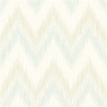 Turquoise & Cream Regent Flamestitch Wavy Textured Stringcloth Wallpap