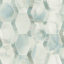 Turquoise Earthbound Marble Watercolor Hexagon Geo Wallpaper