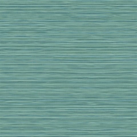 Turquoise Faux Bamboo Reed Look Grasscloth Wallpaper