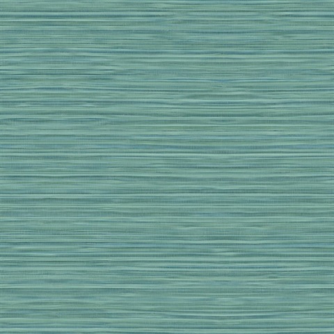 Turquoise Faux Bamboo Reed Look Grasscloth Wallpaper