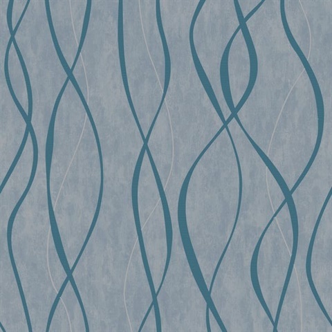 Turquoise Glitter Ribbon Stripe Wallpaper