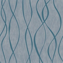 Turquoise Glitter Ribbon Stripe Wallpaper