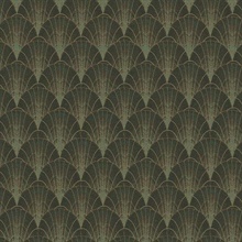 Turquoise & Gold Scalloped Pearls Wallpaper