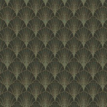 Turquoise &amp; Gold Scalloped Pearls Wallpaper