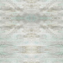 Turquoise & Grey Serene Jewel Wallpaper