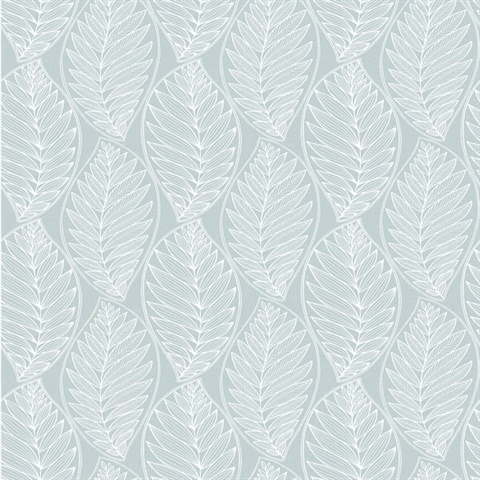 Turquoise Kira Ogee Leaf Husk Wallpaper