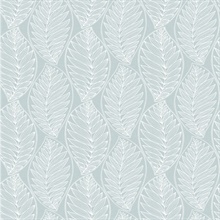 Turquoise Kira Ogee Leaf Husk Wallpaper