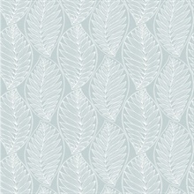 Turquoise Kira Ogee Leaf Husk Wallpaper