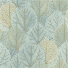 Turquoise Leaf Concerto Metallic Detail Wallpaper