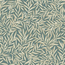 Turquoise &amp; Taupe Rowan Leaf Wallpaper