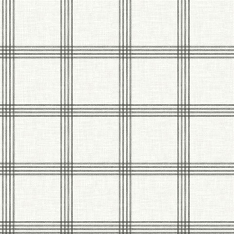 Twain Charcoal Plaid Wallpaper