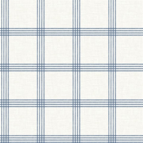 Twain Denim Blue Plaid Wallpaper
