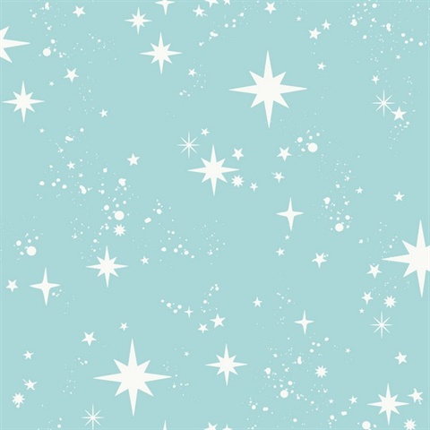 Twinkle Light Blue Starry Skies Wallpaper