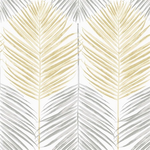 Two Toned Palm Botanical Wheat & Daydream Grey Peel and Stick Wallpape
