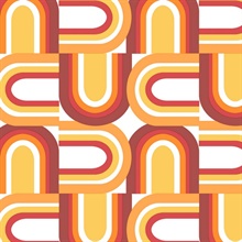 U Turn Orange, Red & Yellow Retro Wallpaper