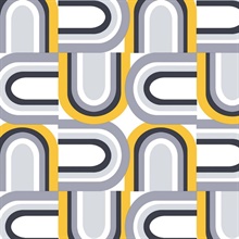 U Turn Yellow, Met Silver & Black Retro Wallpaper