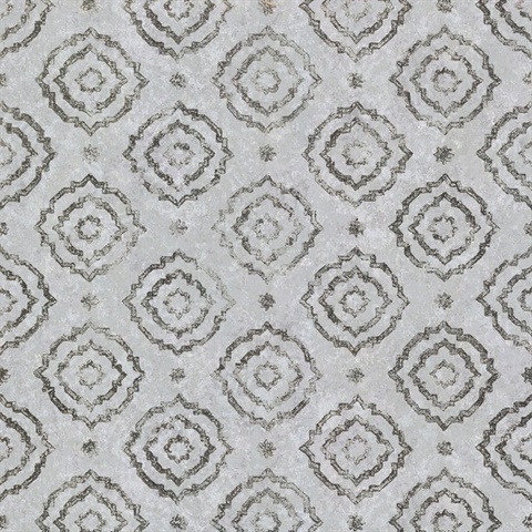 Uma Silver Medallion Metallic Wallpaper