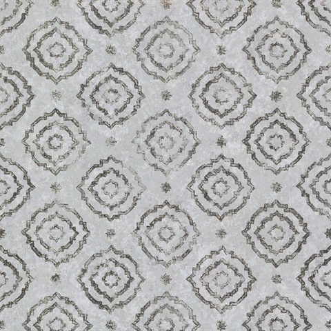 Uma Silver Medallion Metallic Wallpaper