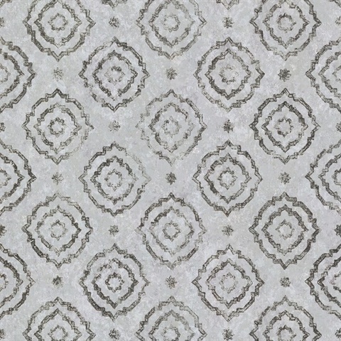 Uma Silver Star Medallion Wallpaper