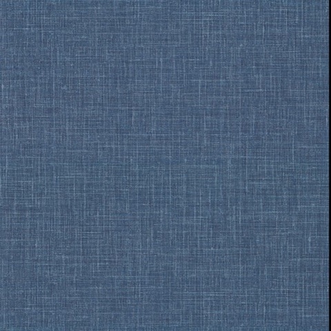 Upton Indigo Faux Linen Vinyl Wallpaper