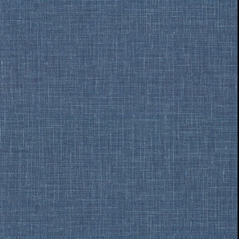 Upton Indigo Faux Linen Vinyl Wallpaper