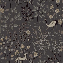 Grey Aspen Deer &amp; Botanical Scandinavian Wallpaper