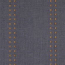 V : Studs And Stripes Vertical Brass on Oxford Blue Canvas Linen