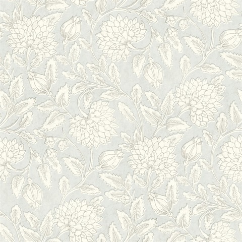 Vadouvan Light Blue Jacobean Trail Wallpaper