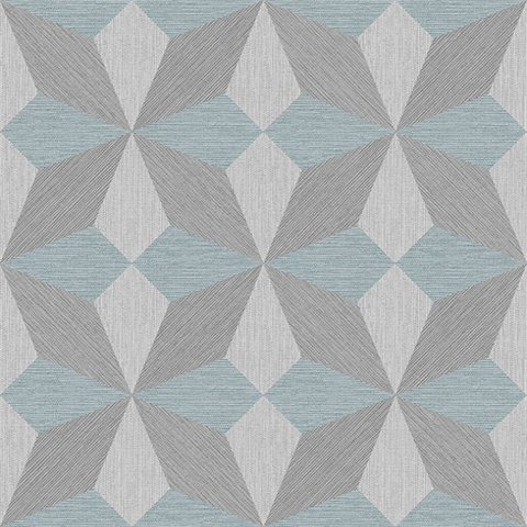 Valiant Aqua Faux Grasscloth Geometric Wallpaper