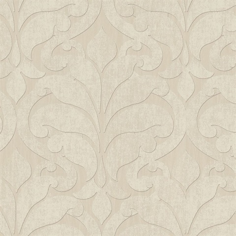 Vallon Beige Damask Wallpaper