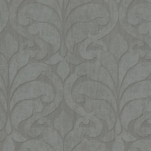 Vallon Grey Damask Wallpaper