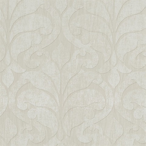 Vallon Khaki Damask Wallpaper