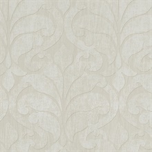 Vallon Khaki Damask Wallpaper