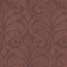 Vallon Maroon Damask Wallpaper