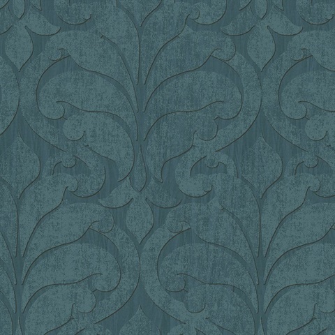 Vallon Teal Damask Wallpaper